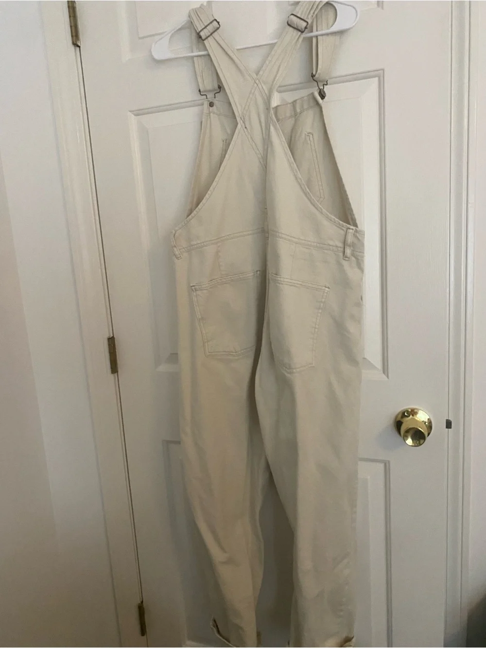 We The Free Cream Ziggy Denim Overalls with Cross-Back Straps - Picture 3 of 3